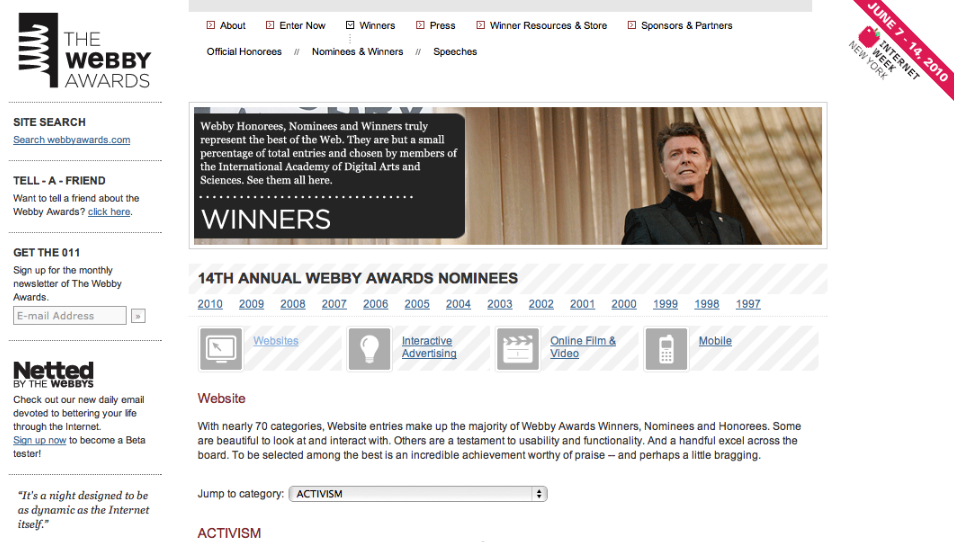 the webby awards. The 14th Annual Webby Award